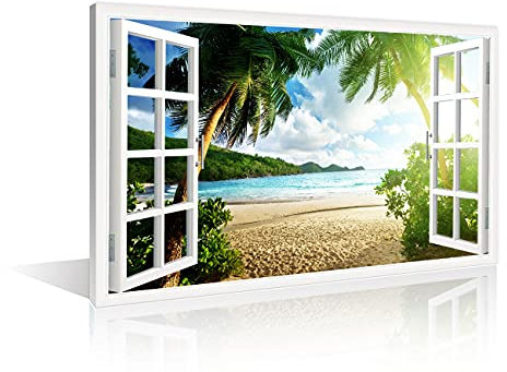 TISHIRON Wandkunst, 3D-Fensterblick-Effekt für Zuhause, moderne Dekoration, Malerei, Bilder, Druck auf Leinwand, Holzrahmen, fertig zum Aufhängen, 91,4 x 61 cm