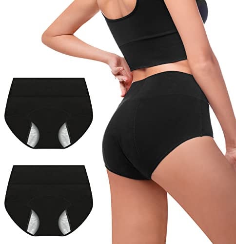 Walifrey Period Pants, Menstrual Underwear for Women, Cotton Knickers Multipack with Leakproof Crotch for Heavy Flow Extra Protection 2pack 2XL
