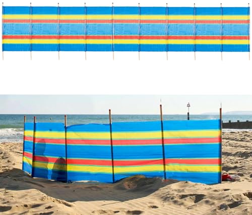 Garden Mile Robuster 10-poliger Windschutz, mehrfarbiger Garten-Strand-Sonnenschutz, Sonnen- und Windschutz für den Außenbereich, Sichtschutz, 610 cm x 120 cm