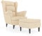 vidaXL Ohrensessel mit Hocker Armlehnen Fernsehsessel Polstersessel Loungesessel Wohnzimmersessel TV Sessel Ruhesessel Relaxsessel Creme Samt