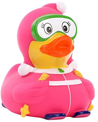 Schnabels Quietsche-Ente Ski-Fahrer - Geschenk für Geburt Geburtstag Namenstag Kinder Baby Freund-in Mädchen Junge - Spielzeug Bade-Ente Badewanne Deko