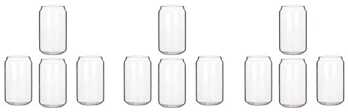 Potadak Lot de 12 tasses en verre en forme de canette pour eau, lait, bière, dessert, 400 ml