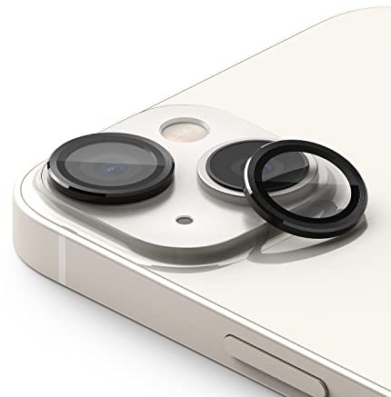 Ringke Camera Lens Frame Glass Compatibile con iPhone 14 Plus (6.7'') e iPhone 14 (6.1''), Protezione Fotocamera Lenti Cover in Vetro Temperato, Telaio Alluminio - Black Nero