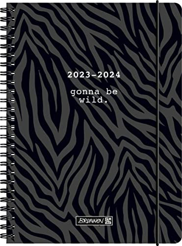 BRUNNEN Schülerkalender „Wild“ 2023/2024 2 Seiten = 1 Woche A5 schwarz