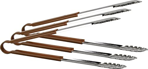 3X Catergold Professional Stainless Steel Cooking Tongs Set (15, Brown)