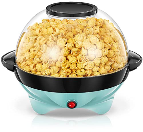 FOHERE Palomitero - 5.5L Retro Máquina de Palomitas con Capa Antiadherente - Máquina para Hacer Palomitas de Maíz Fácil de Usar - Silencioso y Rápido(entre 4 min) (Verde)