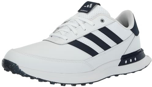adidas Golf Zapatos de golf S2G de cuero con cordones sin pinchos para hombre, Ftwrwhite/Prelovink/Silvermet, 44.5 EU