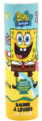 SpongeBob Lipgloss Kinder Offiziell Lizenziert - Lippenbalsam - Erdbeergeschmack 5 g - Vegan - Lippenbalsam für Kinder - Dermatolojik Getestet (Sünger Bob)