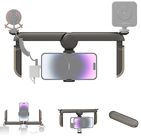 SMALLRIG Smartphone Video Rig Pieghevole, Phone Rig per Vlogging per Videomaker per iPhone 15/14/13/12 Pro Max per Samsung S10+ S10 S9 per Huawei P30 Pro e Altri Telefoni Android - 4047