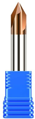 sisona Carbide Chamfer End Mill 60 Degree 1/4 Shank Dia - Carving Bits, V Groove,Tisin Coated 3 Flute - for Alloy Steels, Hardened Steels