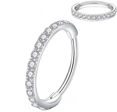 Artskin G23 Titan 0.8 7mm Silber Nasenring Hoop hypoallergen nickelfrei Knorpelohrring Septum Clicker Ring Klappbarer Segmentring Lippenring Helix Body Piercing Schmuck