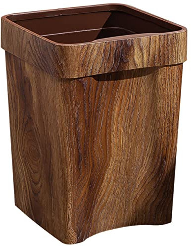 CHILDWEET Cubo De Basura Retro Imitación Madera Papelera Mediana Para Cocina y Dormitorio Contenedor Práctico y De Limpiar