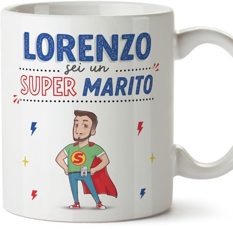 Mugffins Tazza Personalizzata in ceramica per MARITO 11 oz / 350 ml - In italiano - Sei Super! - Idea regalo per compleanno, anniversario, natale