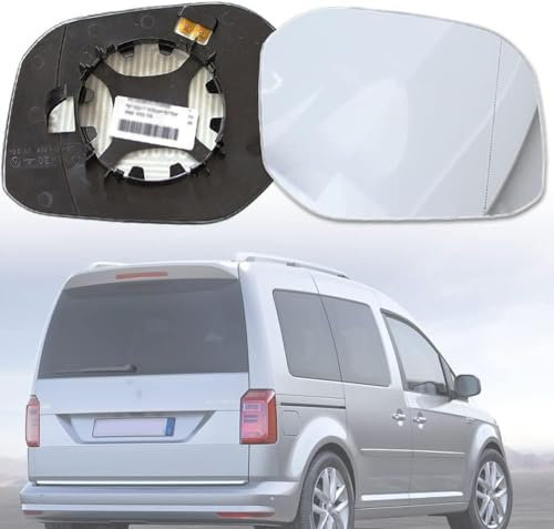 TOYOCC Spiegelglas Ersatz für VW Caddy 2015 2016 2017 2018 2019, Beheizbar Außen Rückspiegel Glas Mit Trägerplatte, Auto Zubehör,Right