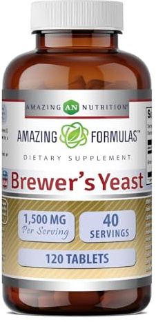 Amazing Formulas Brewers Yeast | 1500 Mg Per Serving | Tablets Supplement | Non-GMO | Gluten Free | Made in USA (1 Pack | 120 Count)
