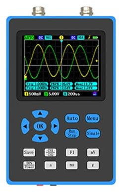 JUUTQA Oscilloscope numérique portatif DSO2512G, 2.8 Pouces, Bande passante de 120M, Oscilloscope Double Canal, Analyse du Spectre FFT Vertical Minimum