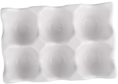 Uonlytech 6grilles Boîte à Œufs Céramique Cases Antidérapante Pour Réfrigérateur Rangement Sécurisé Et Moderne Des Œufs Plateau Organiseur Blanc Pour Cuisine