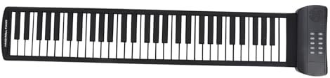 Pianoforte Arrotolabile a 61 Tasti, Tastiera Digitale Pieghevole Ricaricabile Tramite USB con 16 Toni, 6 Brani Demo, Cuffie di Supporto, Uscita Audio, per Bambini Principianti