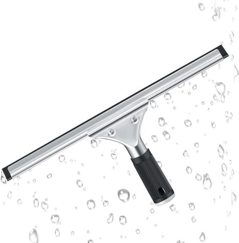 vvhippo Limpia Mamparas Ducha Cristal 30 cm, Rasqueta Limpiacristales Ducha con Mango, Limpia Cristales, Limpiacristales de Acero Inoxidable, para Baño, Espejo, Ventana, Vidrio, Azulejos