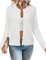 Arach&Cloz Cardigans for Women UK Lightweight Crew Neck Casual Spring Summer Ladies Sweaters White XL