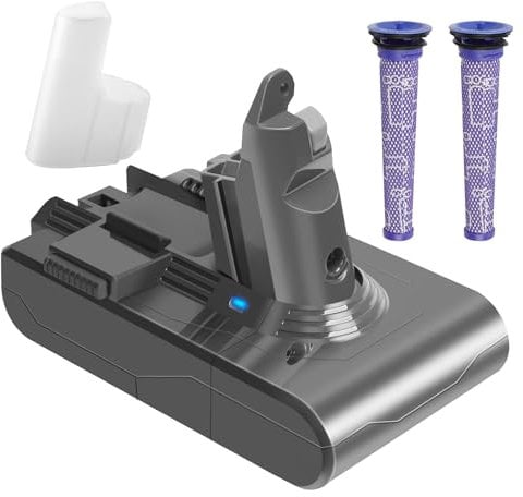 Waitley 6000mAh Batteria per Dyson V6, Batteria di Ricambio per Dyson V6 DC62 DC58 DC59 DC61 DC72 DC74 Extra, Trigger, Fluffy, Absolute SV03 SV05 SV06 SV07 SV092+2 filtri