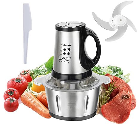 3L Meat Grinder Food Processors with Handle,Veggie Chopper with Stainless Steel Bowl 300W Electric Food Processors,3 Speed,1 pieces 4 Spatula for Baby Food,Meat,Vegetables,Fruits