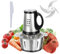 Hachoir à viande de 3 L avec poignée, hachoir à légumes avec bol en acier inoxydable 300 W, 3 vitesses, 1 spatule 4 pour aliments pour bébé, viande, légumes, fruits