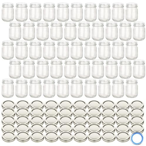 gouveo 50er Set Einmachgläser 125 ml Helix mit Schraubdeckel silberfarben BS - Kleine Vorratsgläser mit Schraubverschluß TO53 - Schraubgläser für Marmelade, Honig, Gewürze, Selbstgemachtes (HEG125SBS)