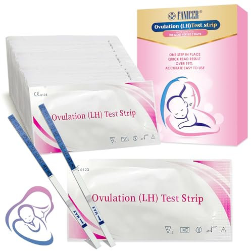 50 Tests d’Ovulation, Test Ovulations Kit, Sensibilité Optimale 25 miu/ml, Tests d'Ovulation en Soutenu, Test de Grossesse Précoce, Tests d'ovulation pour Fertilité Femme, Détection Rapide