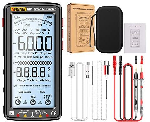 681 6000 Conta Multimetro digitale Smart Anti-burn Ricaricabile Misuratore universale NCV Tester LCD grande da 5 pollici con torcia retroilluminata per tensione Corrente Resistenza acità