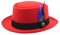 Xuanxi Fedora-Hüte für Damen, breite Krempe, Federn, dekorative Gürtel, Wollfilz, eleganter Fedora-Hut für Damen und Herren, rot, 2-3
