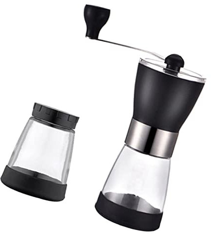 KICHOUSE 1stück Tragbare Kaffeebohnenschleifmaschine Manuelles Keramikmahlwerk Mit Glasbehälter Für Reisen Camping Und Büros Leicht Und