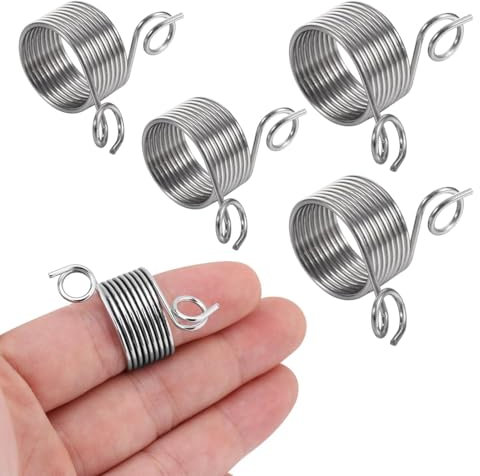 Garnführung Fingerhalter, 4 Stück Edelstahl Handliche Strickpullover Fingerspule Häkelringe Strickring Häkelring Knitting Fingerhut Edelstahl Spiralstrick Fingerhut Fingerring zum Stricken Handwerk
