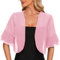 Atxnn Bolero Mujer de Gasa Chaqueta Verano Toreras de Media Manga con Volantes Cardigan Corto Ligero para Fiesta Vestidos, Pink XL
