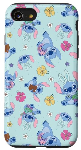 Disney Lilo & Stitch Cute Blue Easter Pastel Stitch Pattern Case for iPhone SE (2020) / 7 / 8