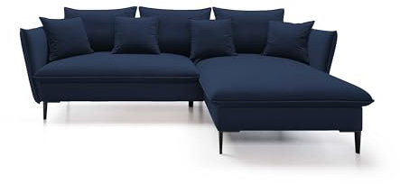 DomiMeble DomoHome Ecksofa Gloss mit Schlaffunktion, Freistehend, Ottomane und Goldenen Füßen – Samtsofa im GLOSSour-Stil für Ihr Wohnzimmer, mit Zierkissen, 258x167x91cm, Rechte Seite DUNKELGRAU