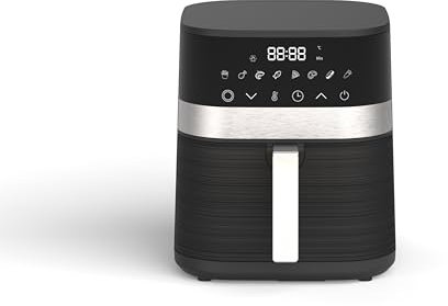 Leduni Freidora de Aire sin Aceite 6L de capacidad 1700 W, 8 programas Uso Sencillo, Panel Táctil Air Fryer,Temperatura Regulable 80-200°C, ahorro energético hasta 70% (Negro)