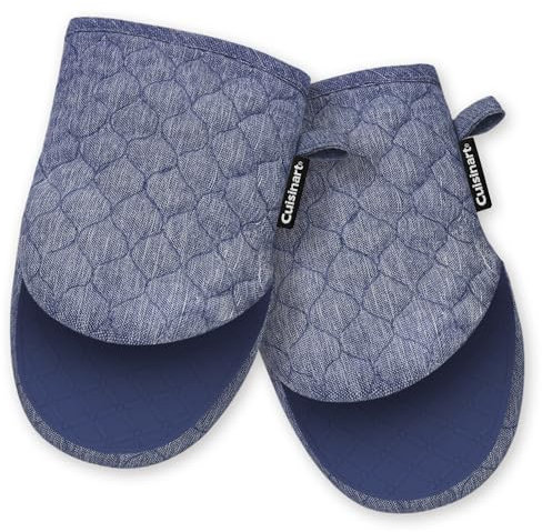 Cuisinart ShieldPro Silicone Oven Mitts – 5” x 8.5” Heat-Resistant Mini Kitchen Mitts for Oven with Non-Slip 100% Silicone Palm, Cotton Filling, and Hanging Loop