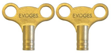 Evoges Heizkörperentlüftungsschlüssel, Messing, Uhr-Typ, Ventilschlüssel für Heizkörper, Lüftungsschlitz und Handtuchhalter, 2 Stück