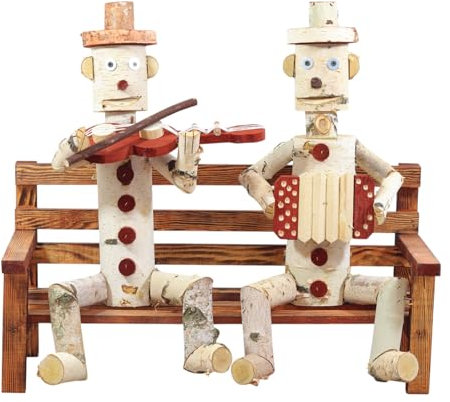 GARTENFIGUREN STECKER HARMONIST auf Bank Gartenfigur Deko 60x54