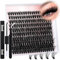 Wimpern-Cluster 200Pcs flauschige Wimpern Verlängerung Kit 60D Faux Nerz Wimpern mit Wimpern Bindung und Siegel und Wimpern Pinzette dicke Wimpern-Cluster Wispy einzelne Wimpern Erweiterungen Kit