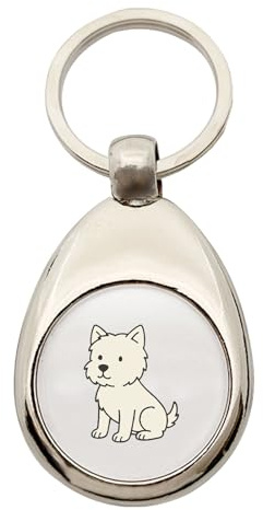 Huuraa Schlüsselanhänger West Highland White Terrier Comic Westie Geschenk | Einkaufswagenchip Geschenkidee Motiv Anhänger für Frauen und Männer