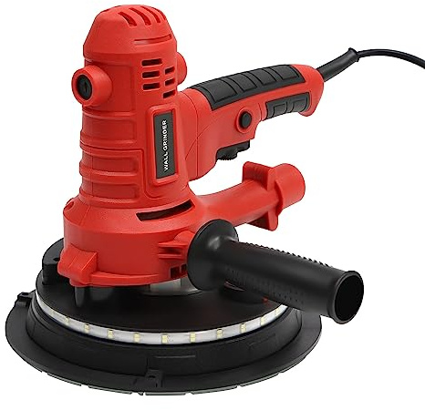 Ponceuse murale 1200 W 1200-2500 tr/min avec 2 balais de charbon, 1 sac de collecte de poussière et 6 papiers abrasifs, clé universelle, bande LED