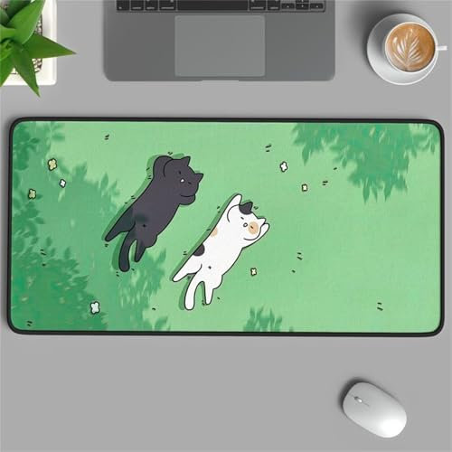 Gaming Mouse Pad, 1500x800x2mm XXL Mousepad, Large Non-Slip Desk Pad, Improved Precision and Speed, Mouse Mat Suitable for Office, Gamer, Home (Cat Grassland)
