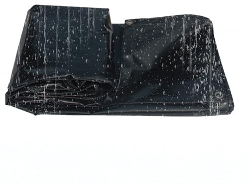Moubhjd Lona Impermeable Exterior,400g/m² PVC Lona de Protección Toldo Reforzado con Ojales, Duradera Desgarros, Multiusos para Muebles Jardín Piscina Coche(Color:Negro,Tamaño:4mx4m)