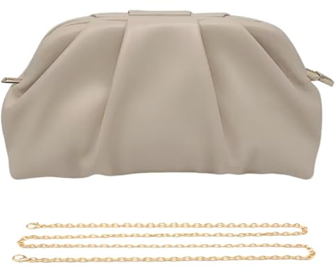 Pahajim kuvertväska för kvinnor, pleated PU-läder, handväska, liten, elegant med kedja, axelväska för bröllop, fest, dejt