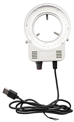 Orolotay 48 LED Industrial Microscope Camera Light Source Ring Lamp Light Illuminator Lamp Adjustable Brightness USB Interface