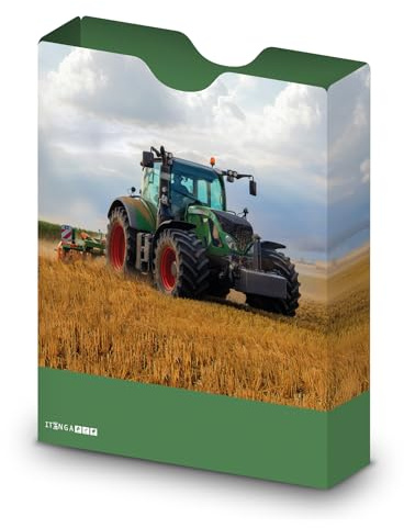 itenga Heftbox DIN A4 – Aufbewahrungsbox für Hefte & Blöcke mit vollflächigem Motivdruck | aus extra stabilem 0,7mm PP Kunststoff | flach geliefert faltbar | Schulbox für Mädchen & Jungen (Traktor)
