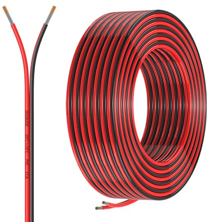 20AWG 2Leiter 9.2Meter 2x0.52mm² Elektrischer Draht, Rotes Schwarzes Kabel,Flexibles Niedrigspannungs-PVC-Kupferbekleidetes Aluminium-Verlängerungskabel für Auto-Lautsprecherdraht,LED-Draht,12V/24V DC
