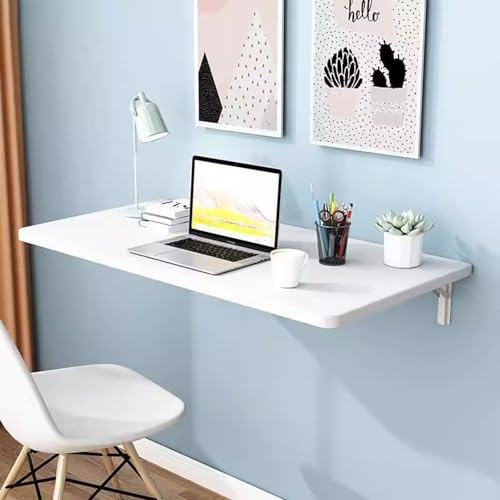 Wandklapptisch, klappbares Regal zur Wandmontage mit stabilen Eisenhalterungen, Klapptisch für Waschküche, Arbeitspult für Büro oder Arbeitszimmer, Küche und Esszimmer white 70x40cm/27.6x15.7in